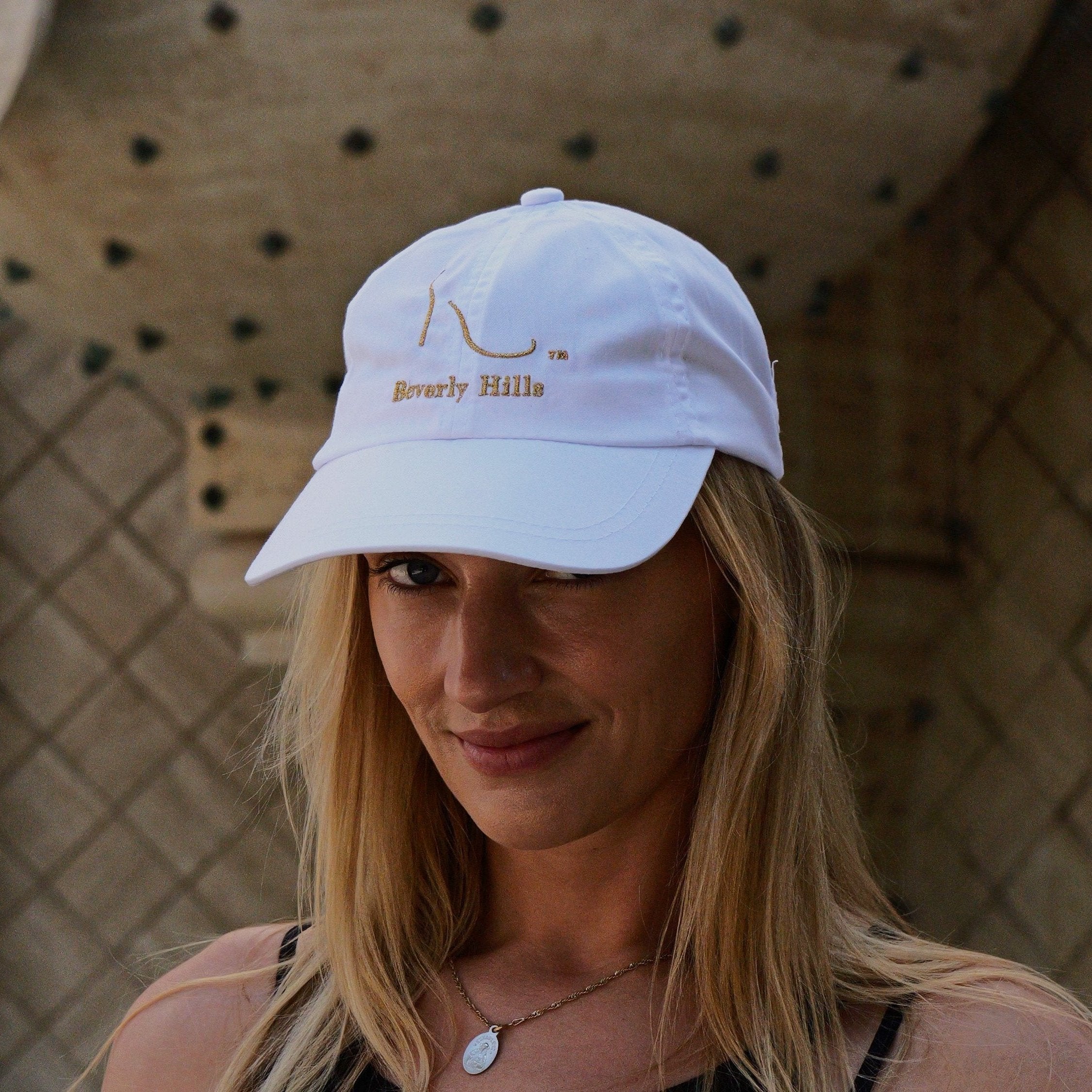 Baseball Cap - White with Gold Thread Logo